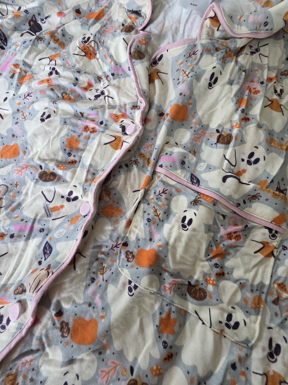 Disney Cream Floral & Animal Print Short-Sleeve Pajama Set with Pink Accents - Picture 4 of 10
